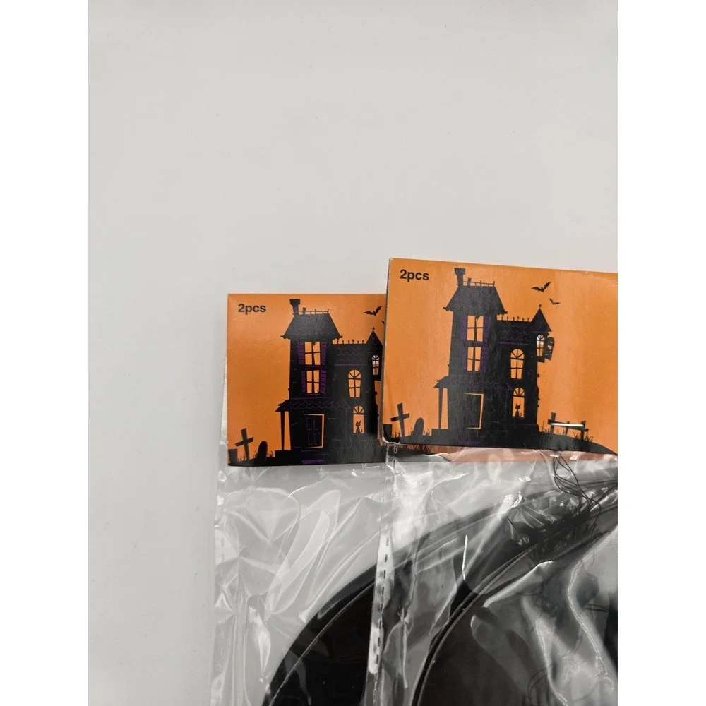 4 Hanging Skull Halloween Decorations Black Paper Spooky